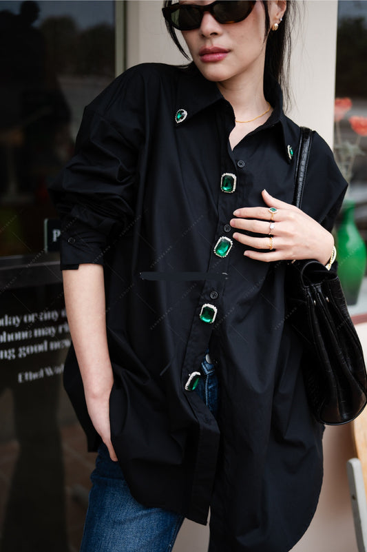 Bejewelled Shirt Black