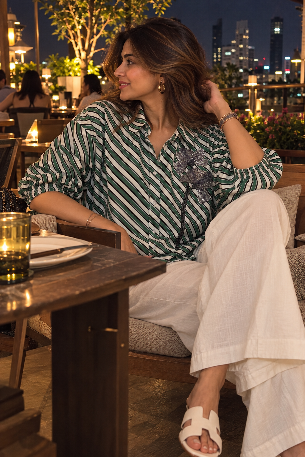 Flirty striped shirt Green