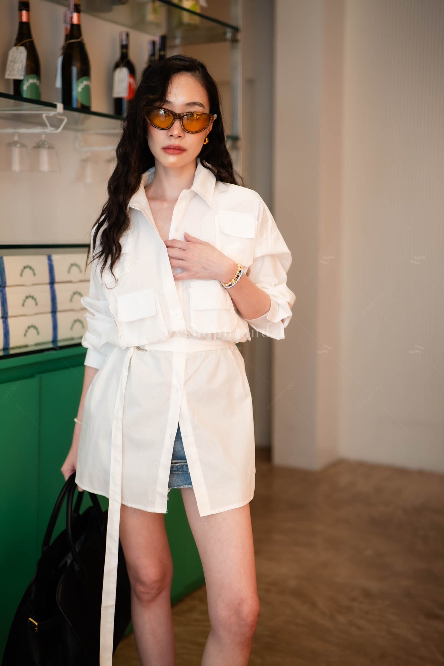 Relaxed Style Shirt Dress White