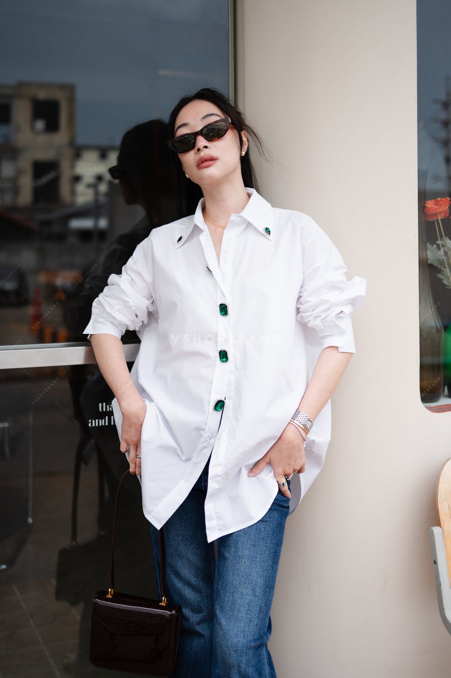Bejewelled Shirt White