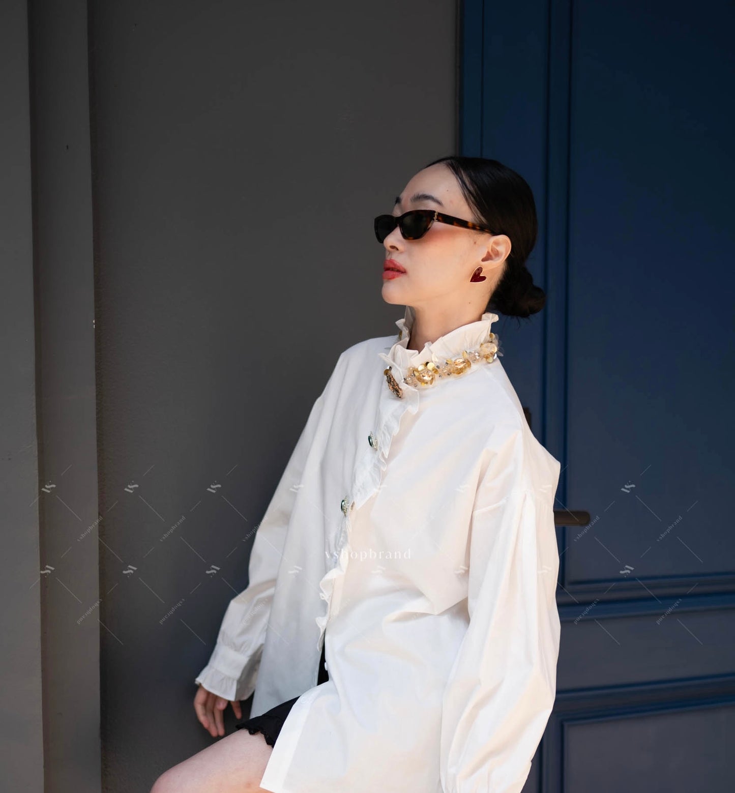 Bejewelled Shirt White