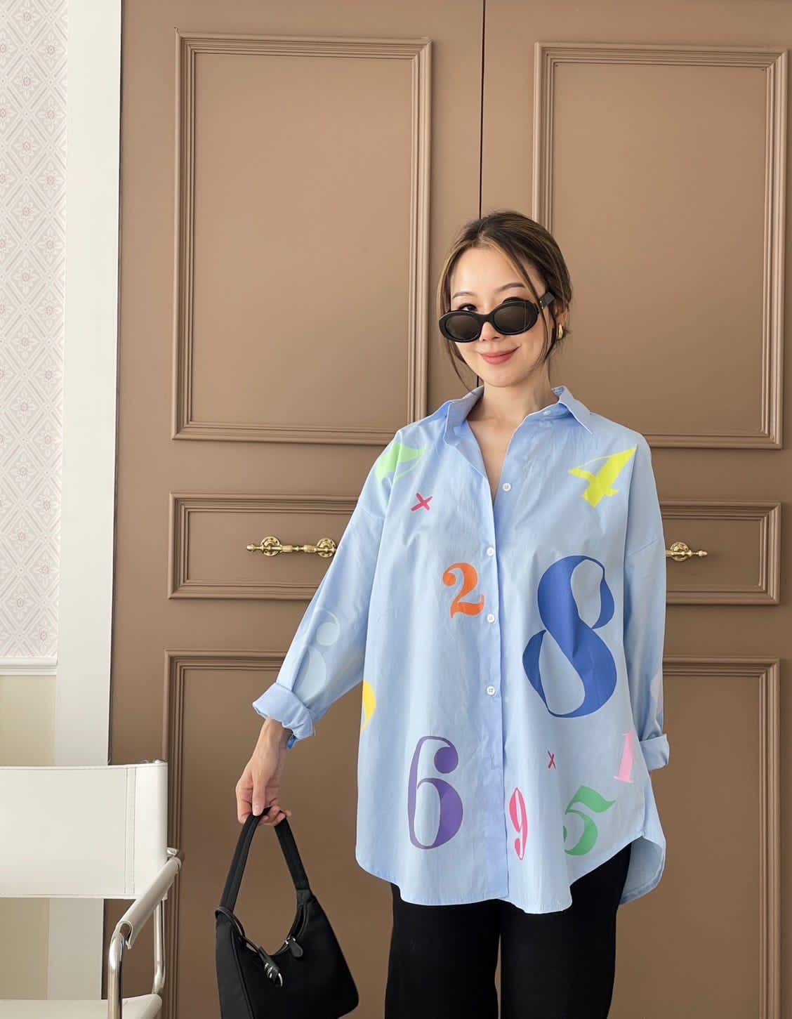 Oversize Style Shirt lucky number BLUE