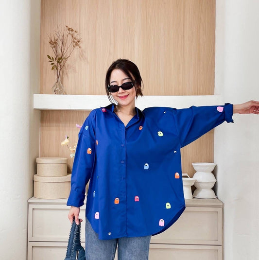 Oversize Style Shirt PacMan BLUE