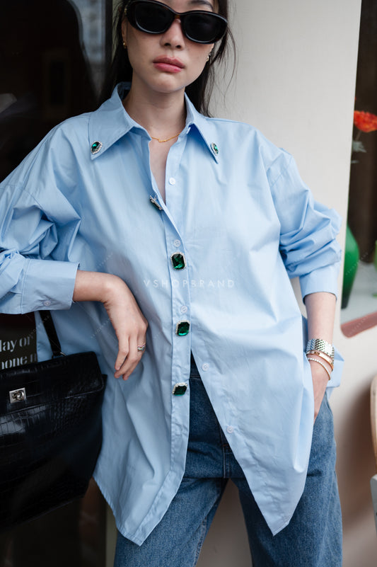 Bejewelled Shirt Blue