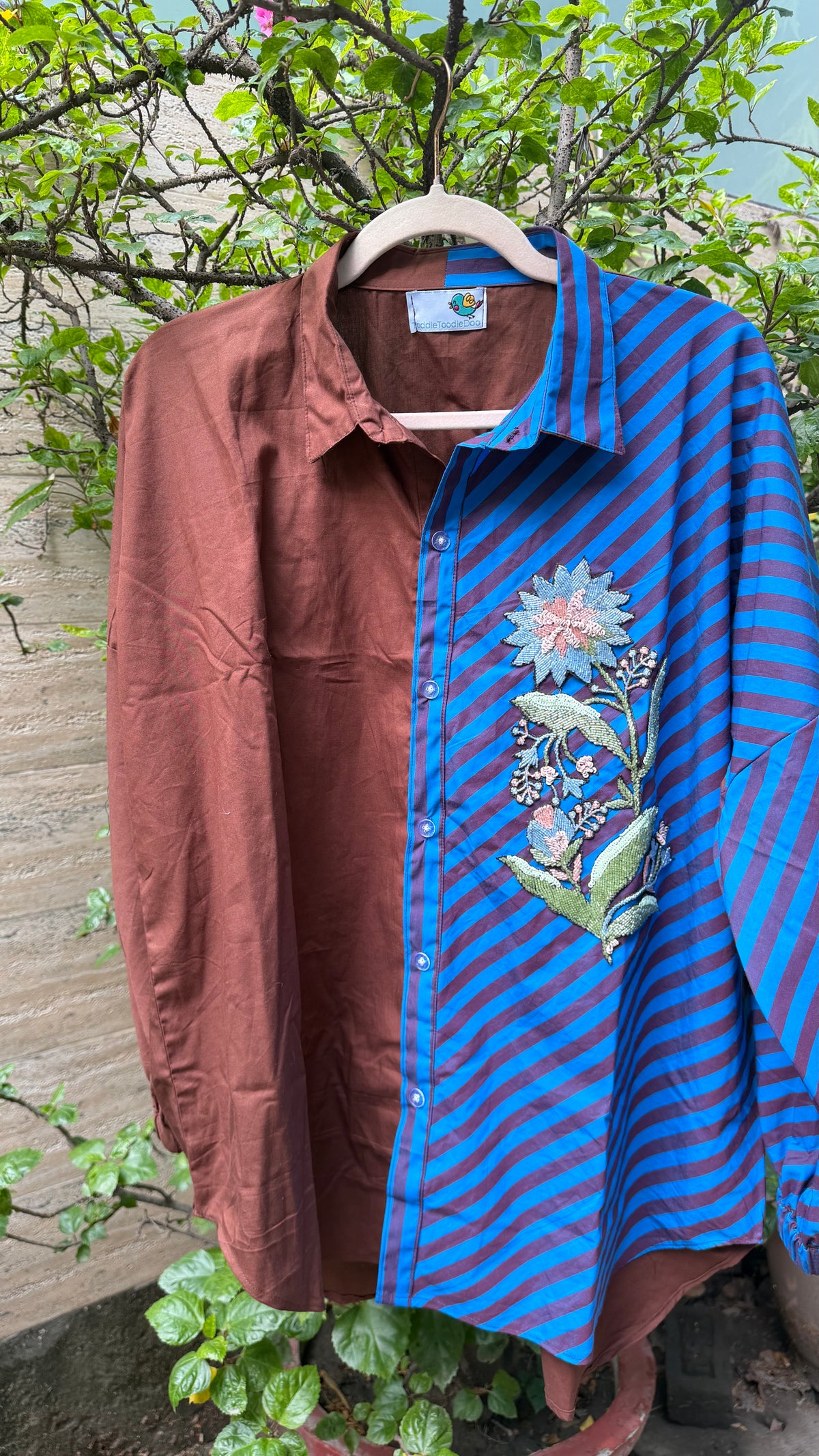 Striped Flora shirt blue