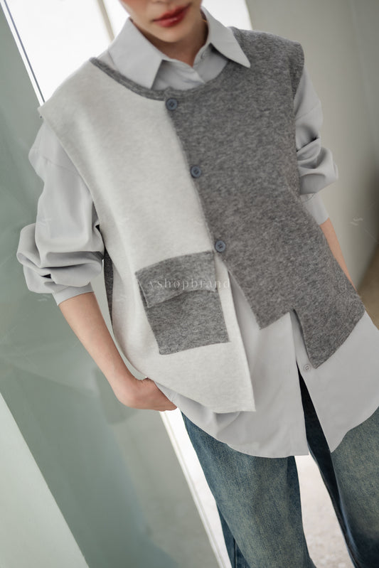 Three Tier Shirt and Sweater Grey