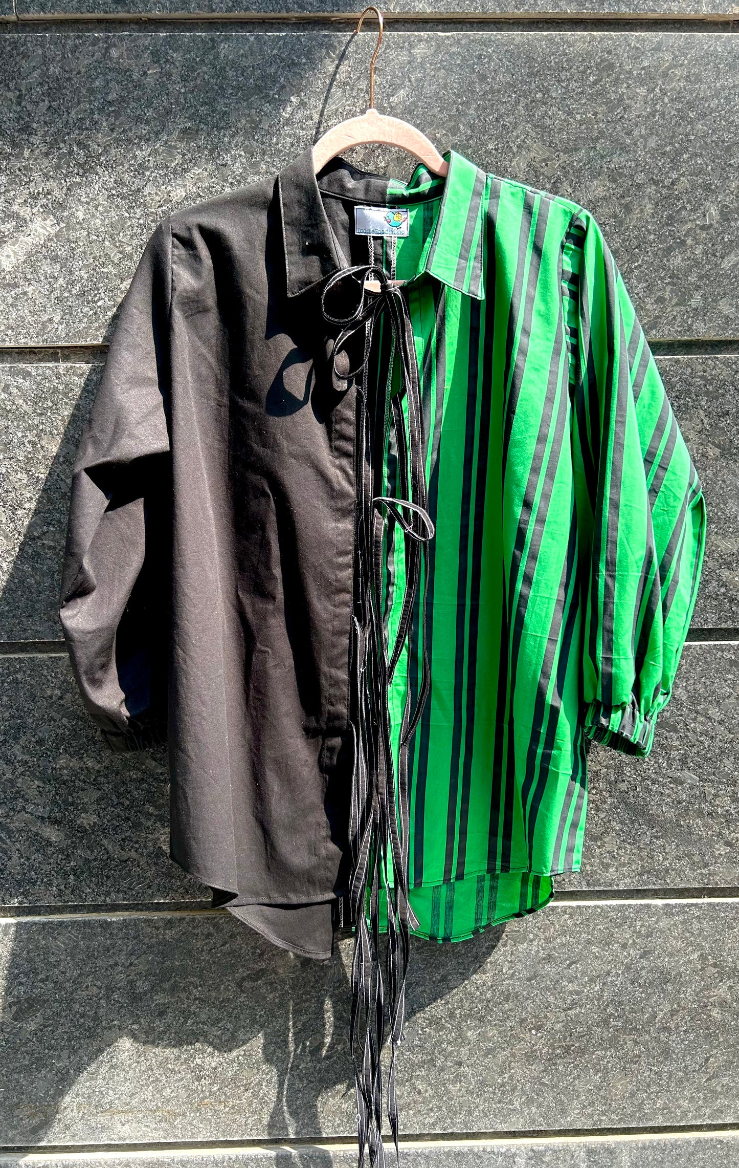 Green dream tie up shirt