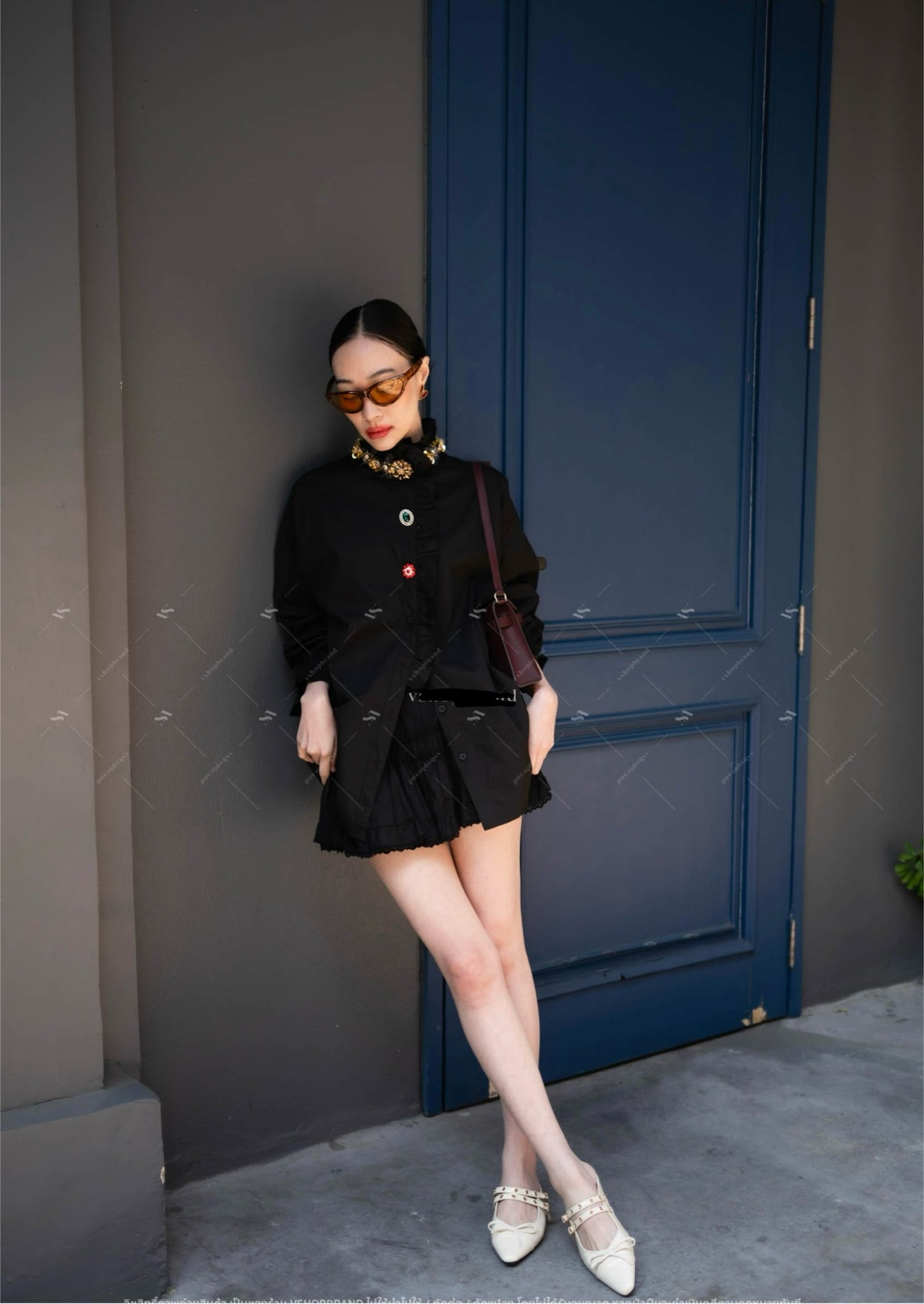 Bejewelled Shirt BLACK