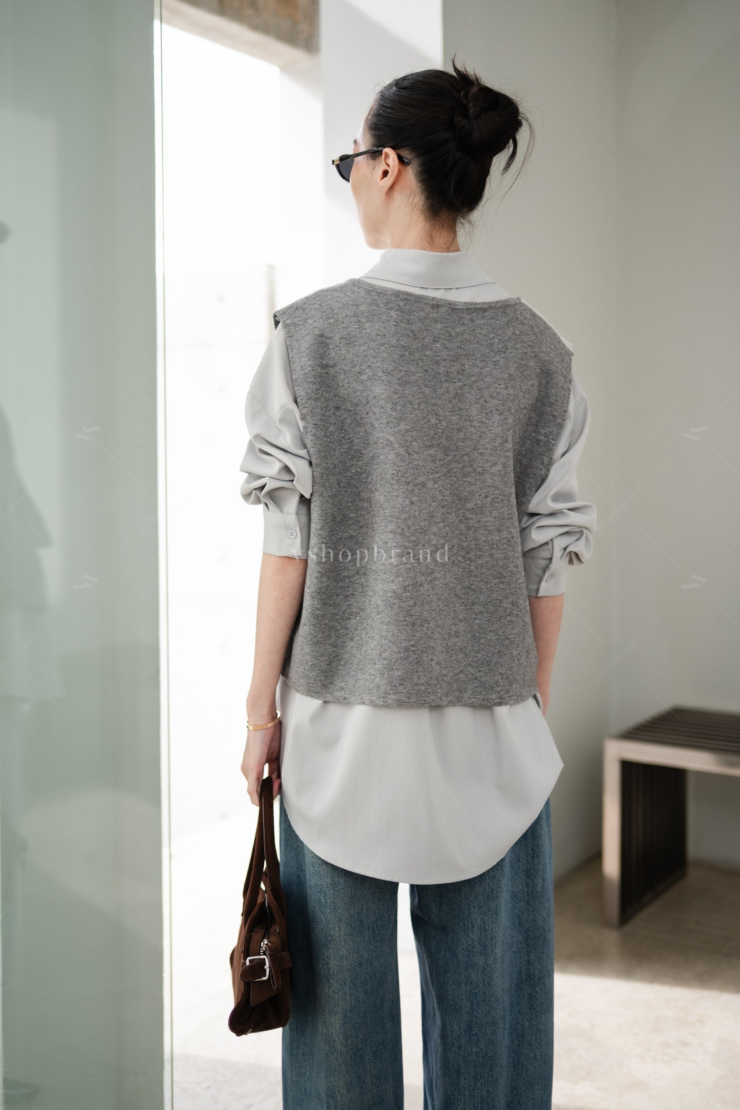 Three Tier Shirt and Sweater Grey