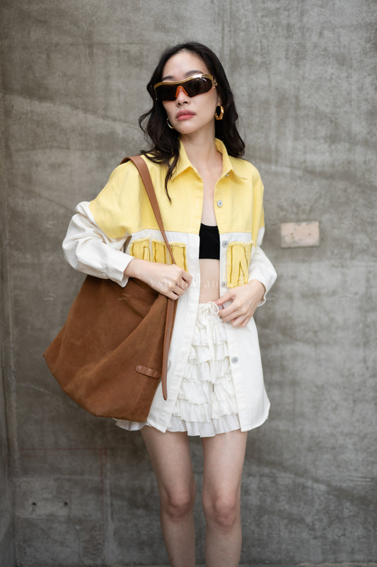 Dunk it denim shacket Yellow