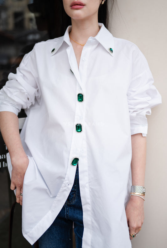 Bejewelled Shirt White
