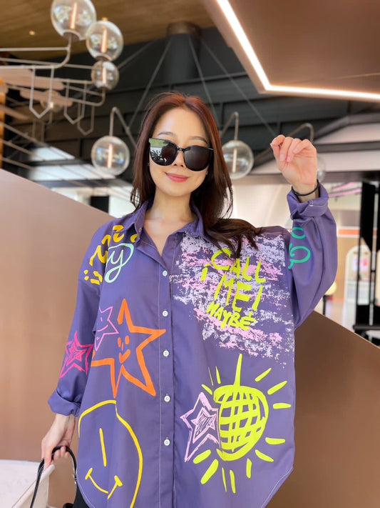 Oversize Style Shirt Call me maybe Purple