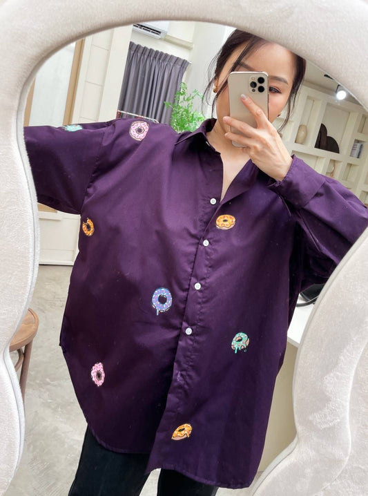 Oversize Style Shirt Doughnut purple