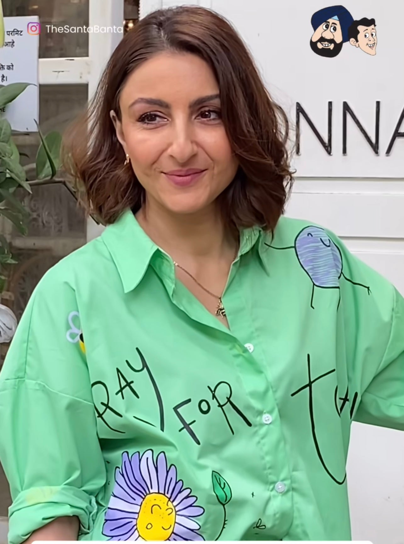 Oversize Style Shirt happy for today GREEN