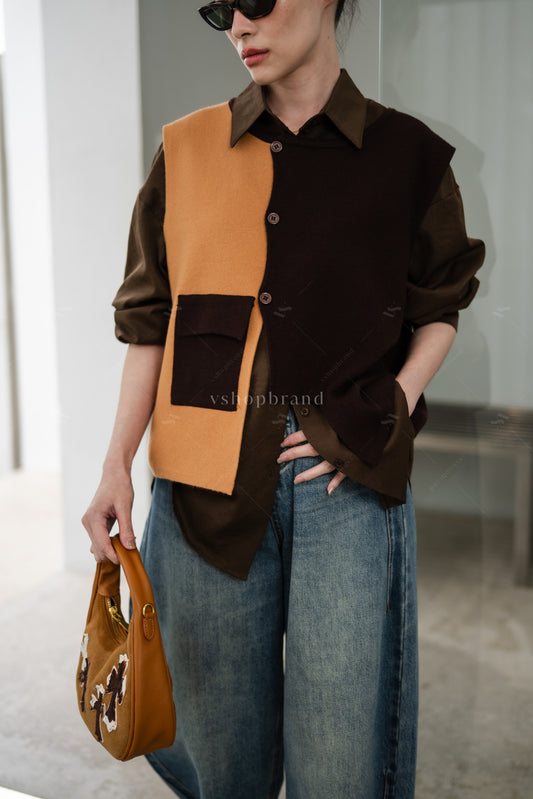 Three Tier Shirt and Sweater brown