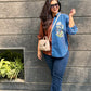 Striped Flora shirt blue