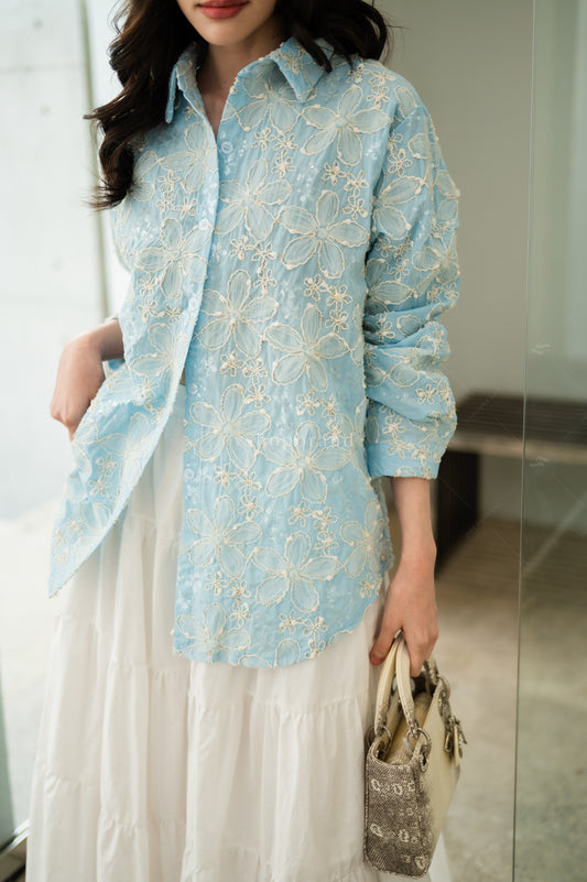 Lace summer Shirt Blue
