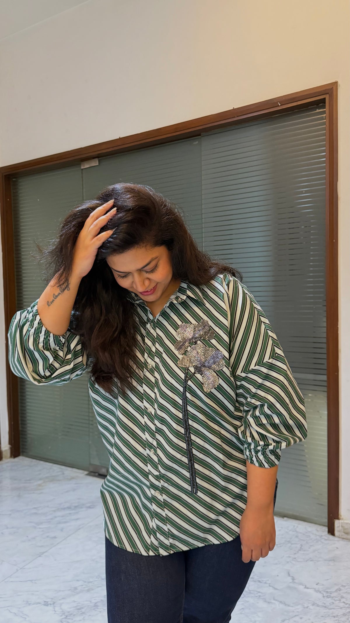 Flirty striped shirt Green