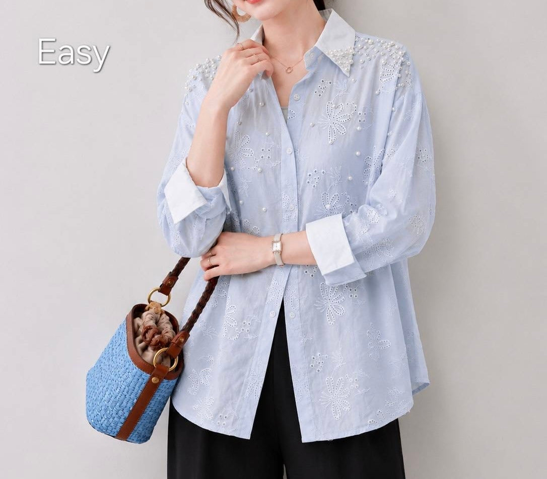 Bedazzled shirt BLUE