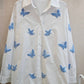 Butterfly shirt blue on white
